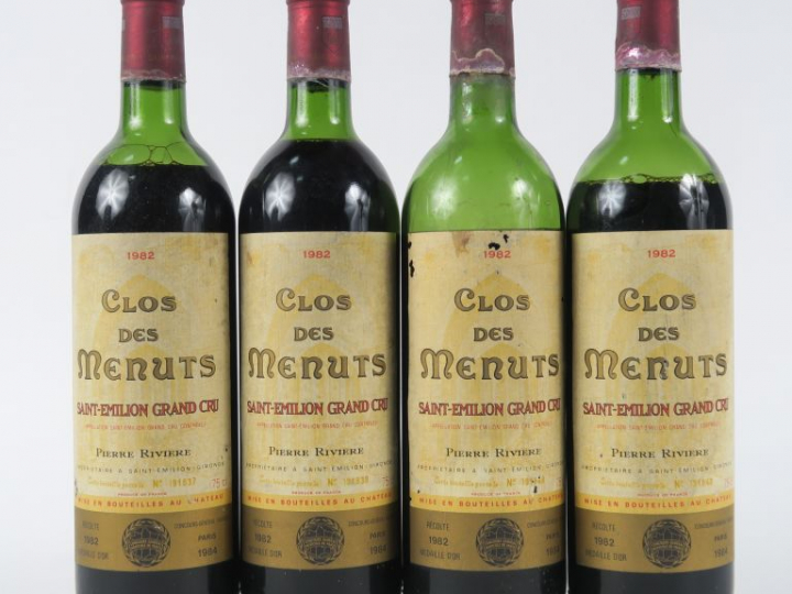 4 BOUTIELLES CLOS DES MENUTS GC ST EMILION - 1982 - 1 LB/1 MEP/1 BEP/1