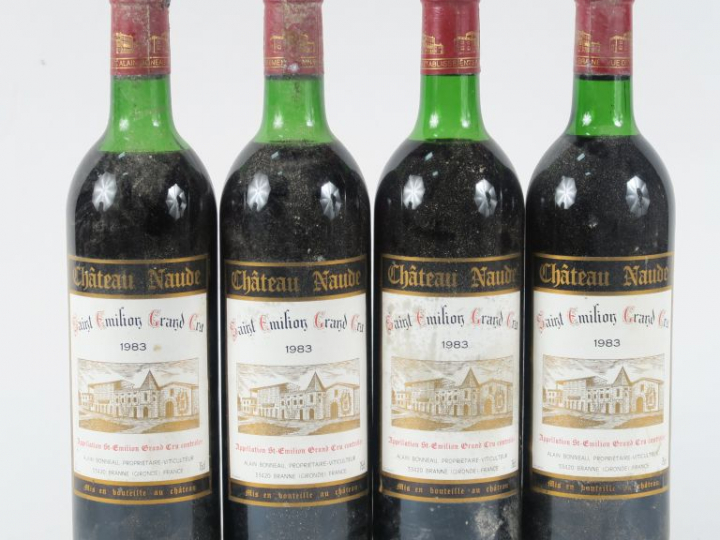 4 BOUTEILLES CHÂTEAU NAUDE GC ST EMILION - 1983 - 1 LB/3 HEP
