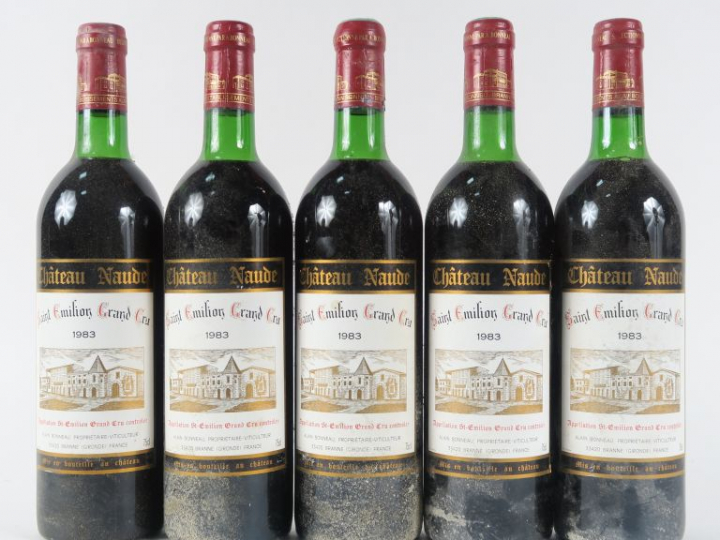 5 BOUTEILLES CHÂTEAU NAUDE GC ST EMILION - 1983 - LB