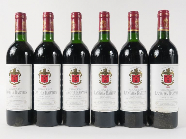 6 BOUTEILLES CHÂTEAU LANGOA BARTON GCC ST JULIEN - 1985 - CBO - 2 BG/3