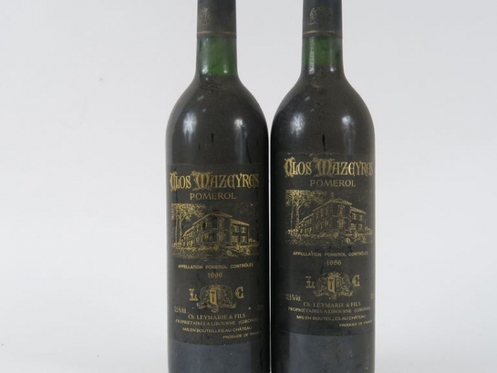 2 BOUTEILLES CLOS MAZEYRES POMEROL - 1986 - BG
