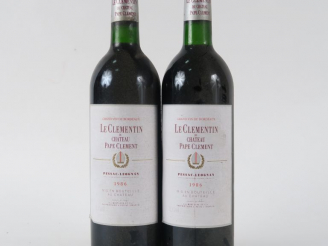 Vente aux enchères 2 BOUTEILLES LE CLEMENTIN DE PAPE CLEMENT GRAVES - 1986