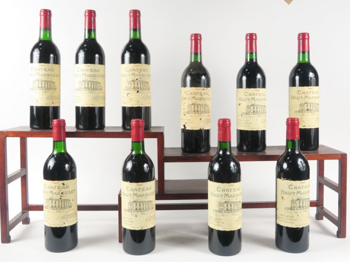 10 BOUTEILLES CHÂTEAU HAUT MARBUZET ST ESTEPHE - 1986 - DE BG à LB/ELA