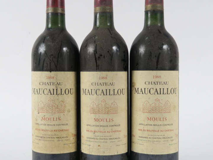 3 BOUTEILLES CHÂTEAU MAUCAILLOU MOULIS - 1988
