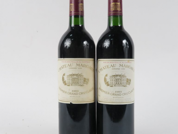 2 BOUTEILLES CHÂTEAU MARGAUX 1er GCC MARGAUX - 1989 - BG/1 ETLA