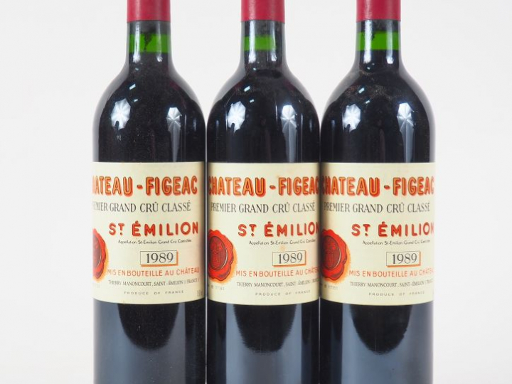 3 BOUTEILLES CHÂTEAU FIGEAC 1er GCC ST EMILION - 1989 - BG+