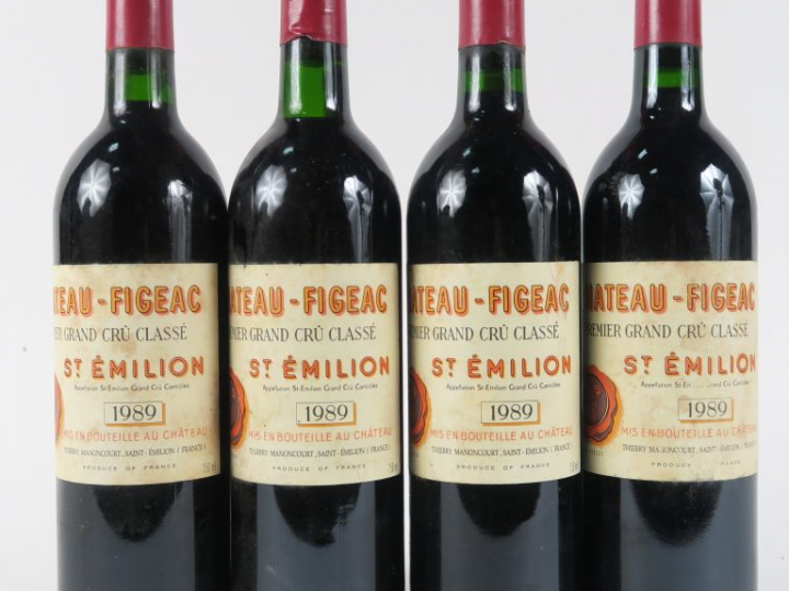 4 BOUTEILLES CHÂTEAU FIGEAC 1er GCC ST EMILION - 1989 - BG
