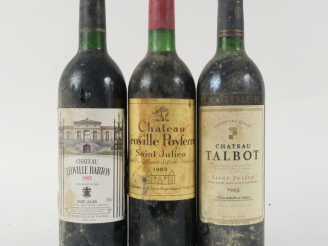 Vente aux enchères 3 BOUTEILLES GCC ST JULIEN : 1 LEOVILLE POYFERRE 1983 BG/ET - 1 CHÂTEA