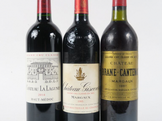 Vente aux enchères 3 BOUTEILLES : 1 CHÂTEAU GISCOURS GCC MARGAUX 1995 - 1 CHÂTEAU BRANE C
