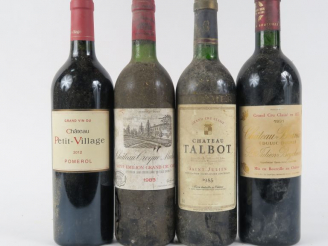 Vente aux enchères 4 BOUTEILLES : 1 CHÂTEAU TALBOT GCC ST JULIEN 1985 LB - 1 CHÂTEAU BRAN
