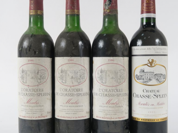 4 BOUTEILLES MOULIS : 1 CHASSE SPLEEN 2000 - 3 L'ORATOIRE DE CHASSE SP