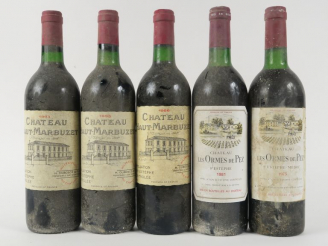 Vente aux enchères 5 BOUTEILLES ST ESTEPHE : 3 CHÂTEAU HAUT MARBUZET (1 de 1986 - 1 de 19