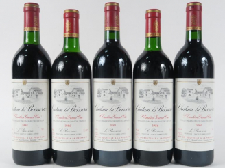 Vente aux enchères 5 BOUTEILLES CHÂTEAU LA BOISSERIE GC ST EMILION : 2 de 1986 LB - 2 de 