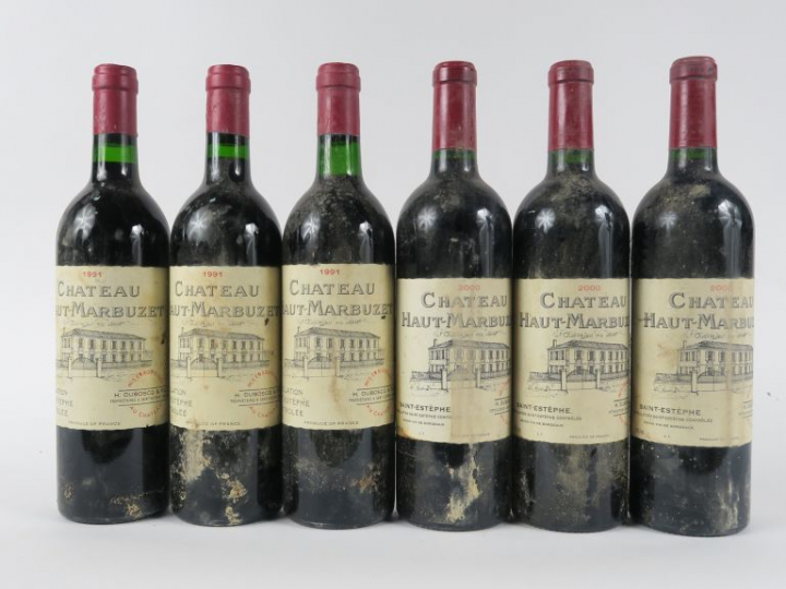 6 BOUTEILLES CHÂTEAU HAUT MARBUZET : 3 de 1991 - 3 de 2000