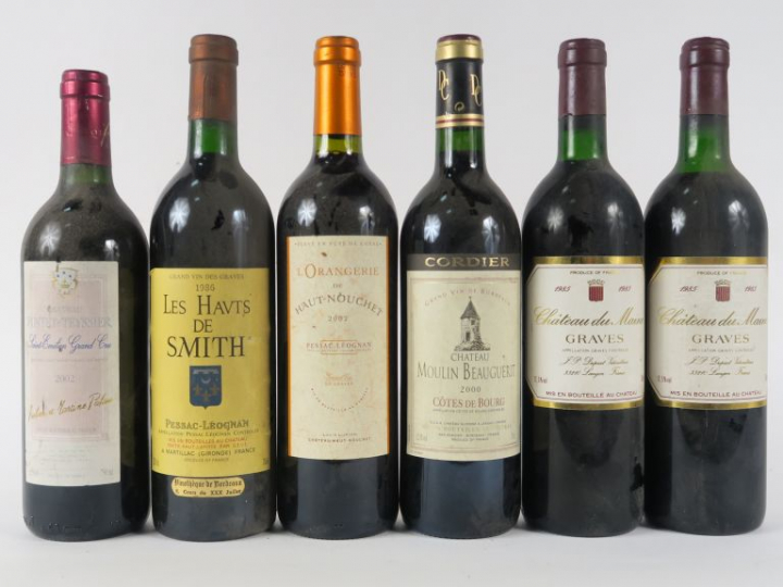 6 BOUTEILLES : 1 LES HAUTS DE SMITH GRAVES 1986 BG - 1 CHÂTEAU PONTET 