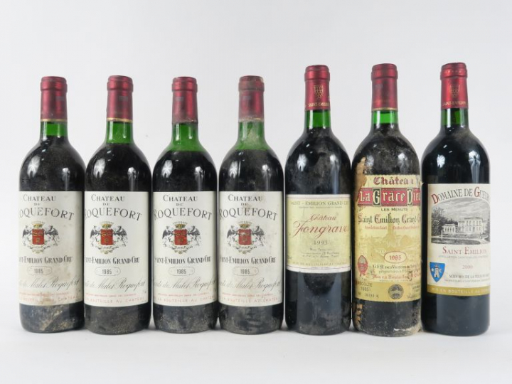 7 BOUTEILLES ST EMILION : 1 CHÂTEAU FONGRAVES 1993 - 4 CHÂTEAU ROQUEFO