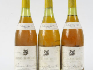 Vente aux enchères 3 BOUTEILLES BATARD MONTRACHET GC CHANSON - 1977