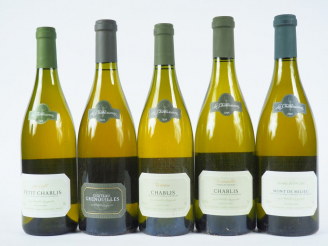 Vente aux enchères 5 BOUTEILLES CHABLIS LA CHABLISIENNE : 1 GC CHÂTEAU GRENOUILLES 2003 -