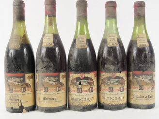 Vente aux enchères 5 BOUTEILLES FLAVIEN JEUNET HENRY 1959 : 1 MOULIN A VENT 6 CM - 4 MERC