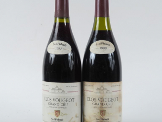 Vente aux enchères 2 BOUTEILLES CLOS VOUGEOT GC PAUL PIDAULT - 1988 - 1 à 1 CM/1 à 3 CM