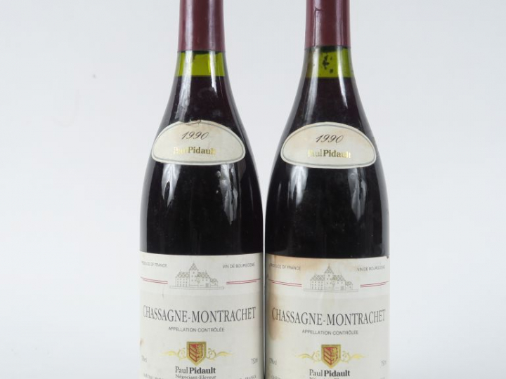 2 BOUTEILLES CHASSAGNE MONTRACHET PAUL PIDAULT - 1990