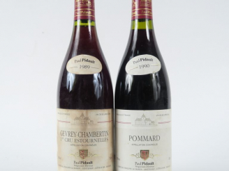 Vente aux enchères 2 BOUTEILLES PAUL PIDAULT : 1 GEVREY CHAMBERTIN 1er CRU 'ESTOURNELLES'