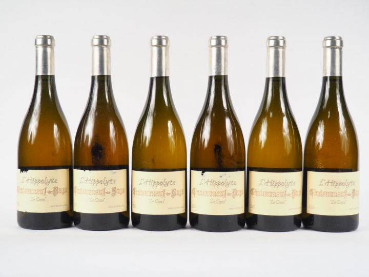 6 BOUTEILLES CHATEAUNEUF DU PAPE BLANC L'HYPPOLYTE 'LA CRAU' HENRI BRU