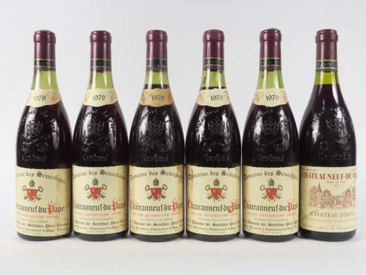 6 BOUTEILLES CHATEAUNEUF DU PAPE : 1 'TÊTE DE CRU' CHÂTEAU FORTIA 1981