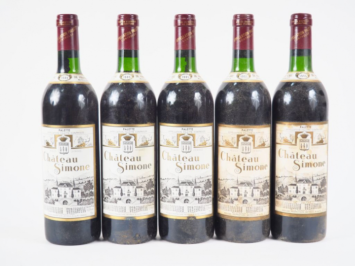5 BOUTEILLES CHÂTEAU SIMONE 'PALETTE' ROUGE - 1985 - BG/2 ELF