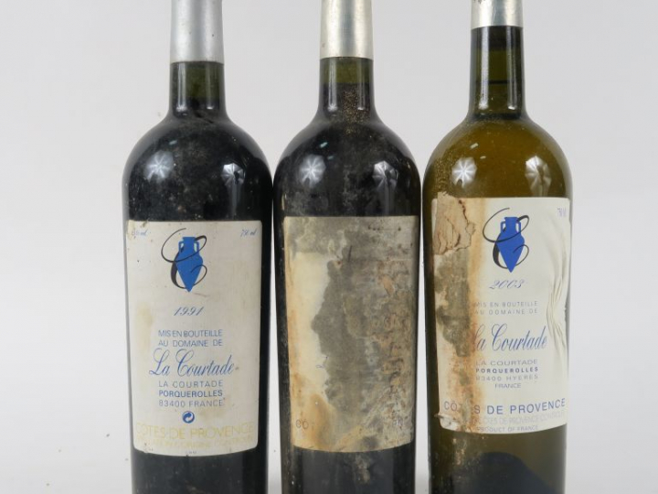 3 BOUTEILLES DOMAINE LA COURTADE : 2 BLANC (1 de 1991 - 1 de 2003) 1 R
