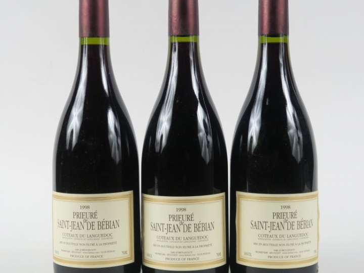 3 BOUTEILLES PRIEURE DE ST JEAN DE BEBIAN COTEAUX DU LANGUEDOC - 1998