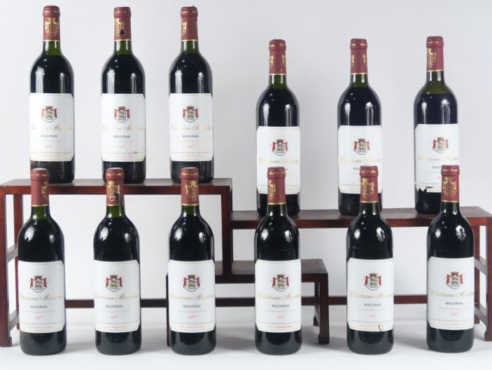 12 BOUTEILLES CHÂTEAU MONTUS MADIRAN - 1985 - CBO - 10 BG/1 LB/1 BEP