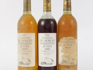 Vente aux enchères 3 BOUTEILLES VIN D'AUTAN ROBERT PLAGEOLLES   FILS : 1 de 1989 MEP - 2 