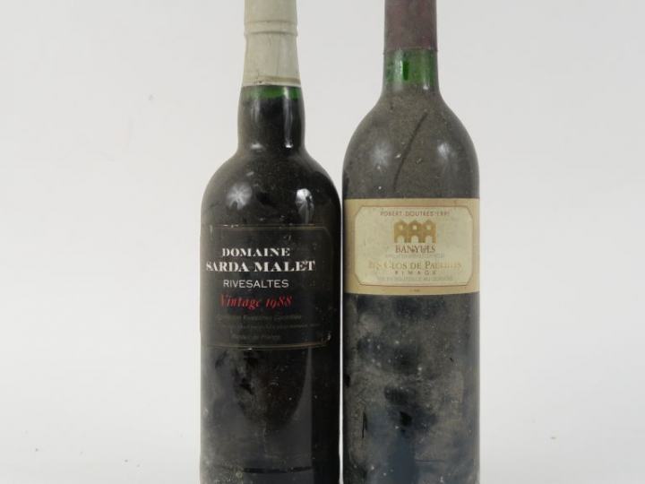 2 BOUTEILLES : 1 BANYULS LES CLOS DE PAULILLES 1991 - 1 RIVESALTES DOM