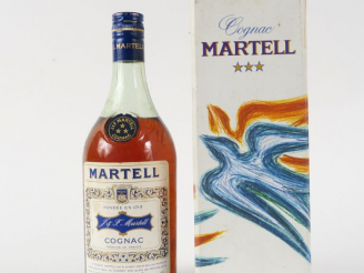 Vente aux enchères 1 BOUTEILLE COGNAC MARTELL ETIQUETTE BLEUE - COFFRET