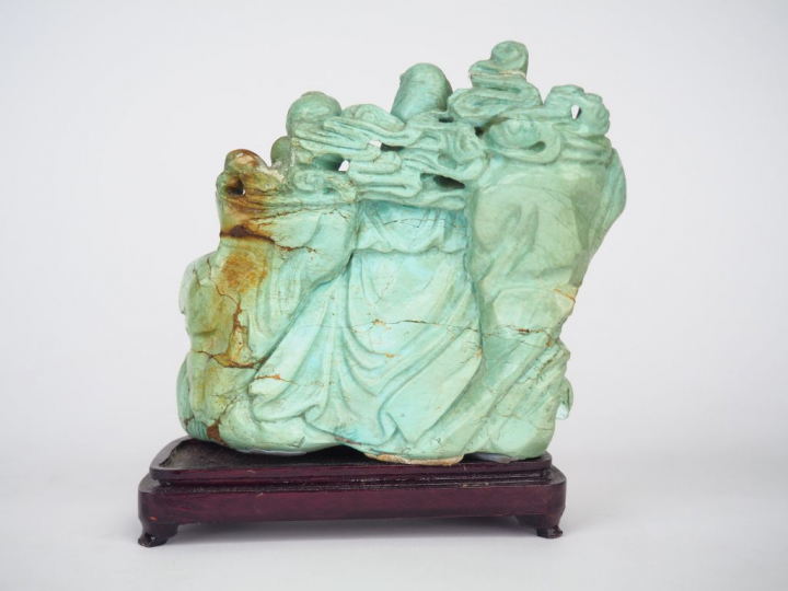 Groupe en résine à l'imitation de la turquoise Guanyin Chine vers 1950