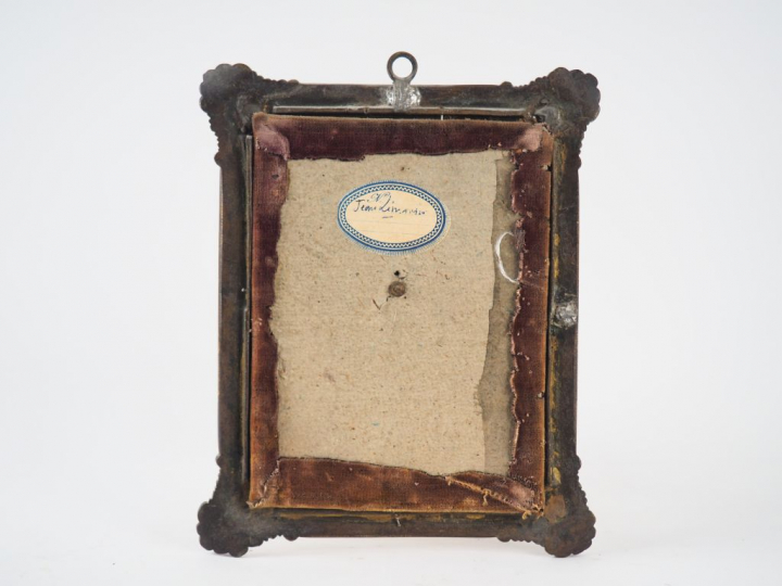 Plaque en émail peint polychrome avec rehauts d'or représentant le Chr