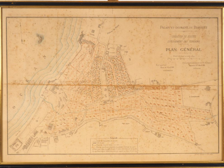 DUCAZAU. Plan cartographique lithographié de la ville de Biarritz daté