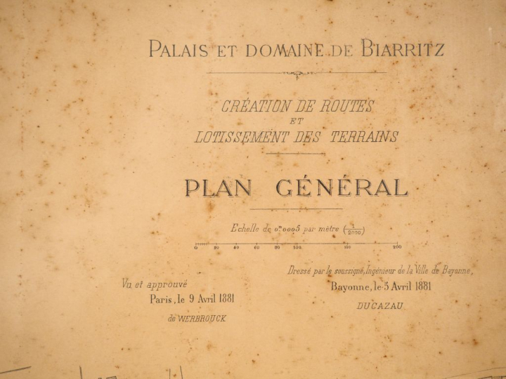 DUCAZAU. Plan cartographique lithographié de la ville de Biarritz daté