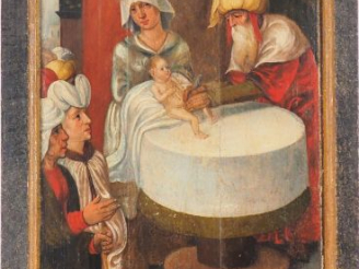 Vente aux enchères Ecole ANVERSOISE vers 1550 "La circoncision du Christ" Panneau, peint 