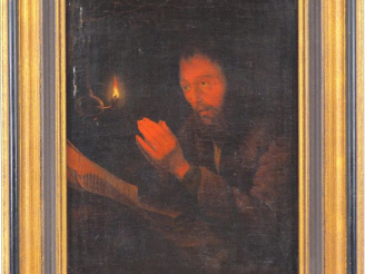 Vente aux enchères Ecole Hollandaise XVIIème. "Homme en prière". Huile sur panneau. Dim. 