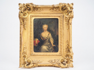 Vente aux enchères Ecole française fin XVIIIème - début XIXème. "Jeune fille à la guirlan