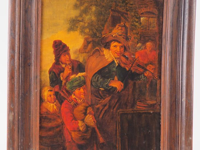 Ecole hollandaise dans le gout de VAN OSTADE. "Les musiciens". Huile s