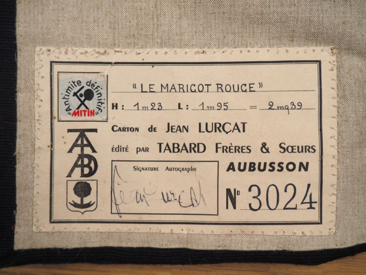 Jean LURCAT. "Le marigot rouge". Tapisserie signée et numérotée 3024, 