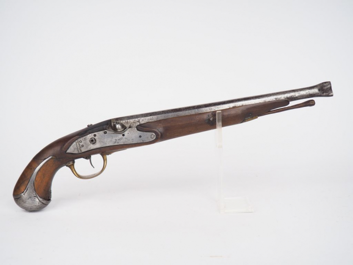 Epave de grand pistolet à silex incomplet (manque chien) enture à la p