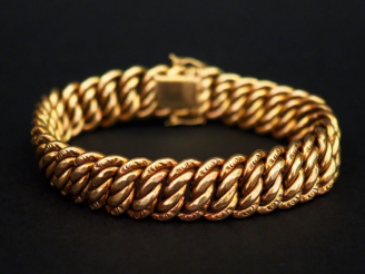 Vente aux enchères 	Bracelet en or jaune, maille américaine. Long. 20,5 cm Poids. 31,36 g