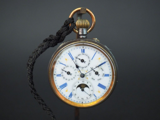 Vente aux enchères Montre de gousset en métal indiquant le calendrier et les phases de la