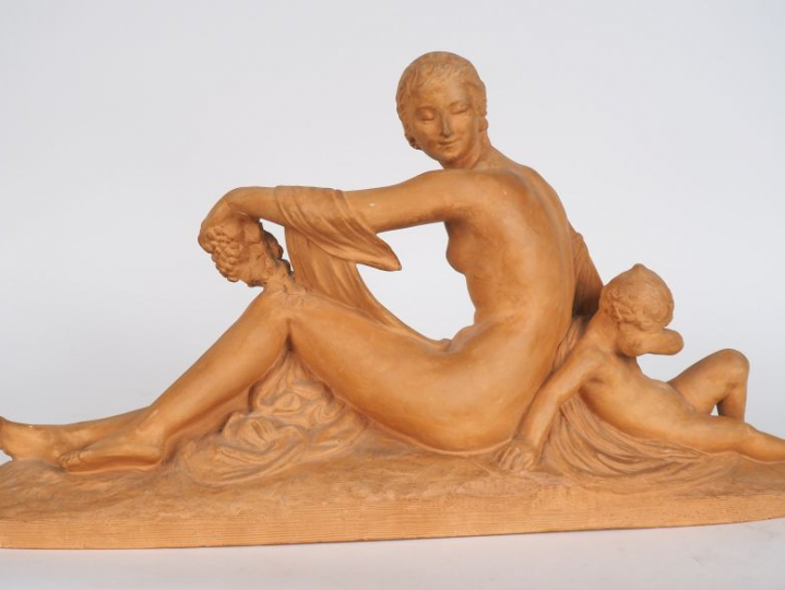 Joe DESCOMPS. "Jeune femme à la grappe de raisin, et son enfant". Scul