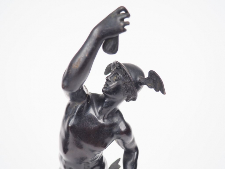 JEAN DE BOLOGNE (d'après). "Mercure ailé". Sculpture en bronze à patin