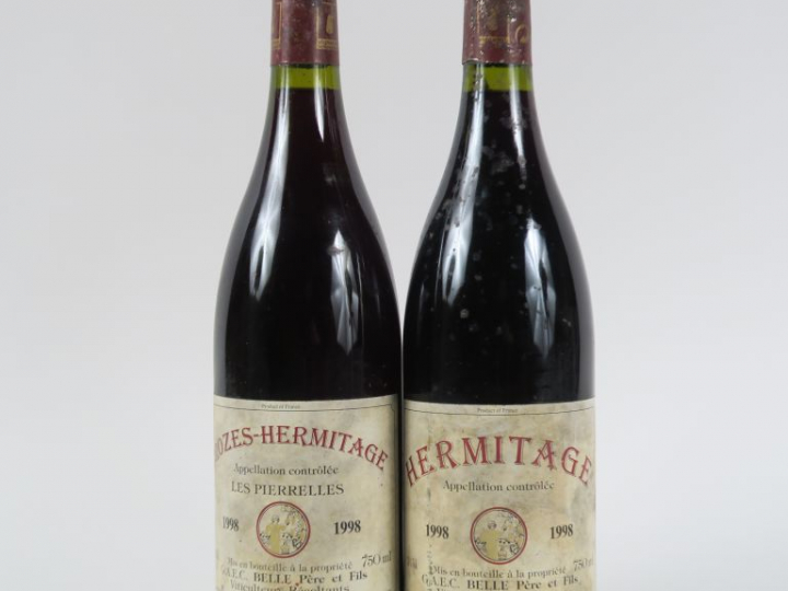 2 BOUTEILLES BELLE   FILS 1998 : 1 HERMITAGE - 1 CROZES HERMITAGE